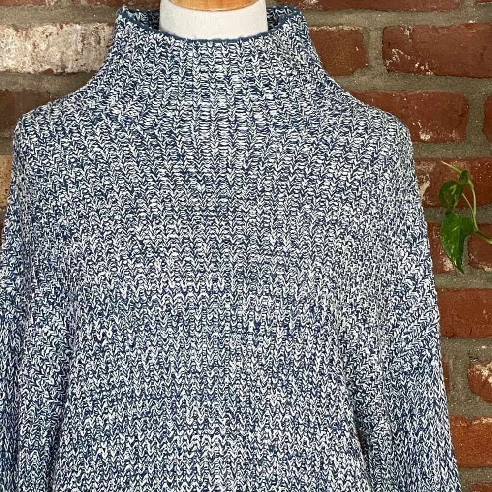 Caslon Shaker Mock Neck Sweater Blue Size XS - Picture 3 of 10